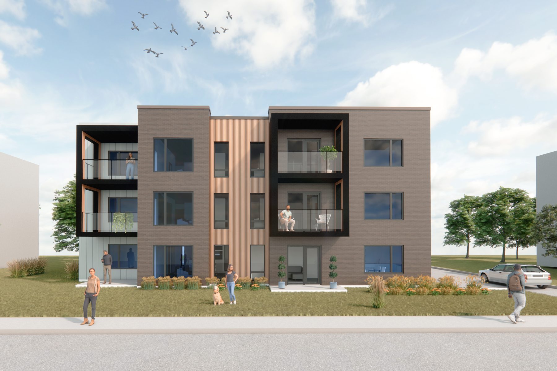 Façade du bâtiment de 7 logements